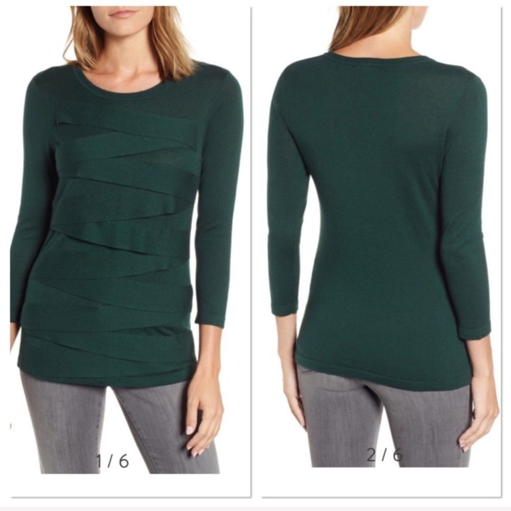 Vince Camuto hunter green fitted sweater M - Picture 7 of 8